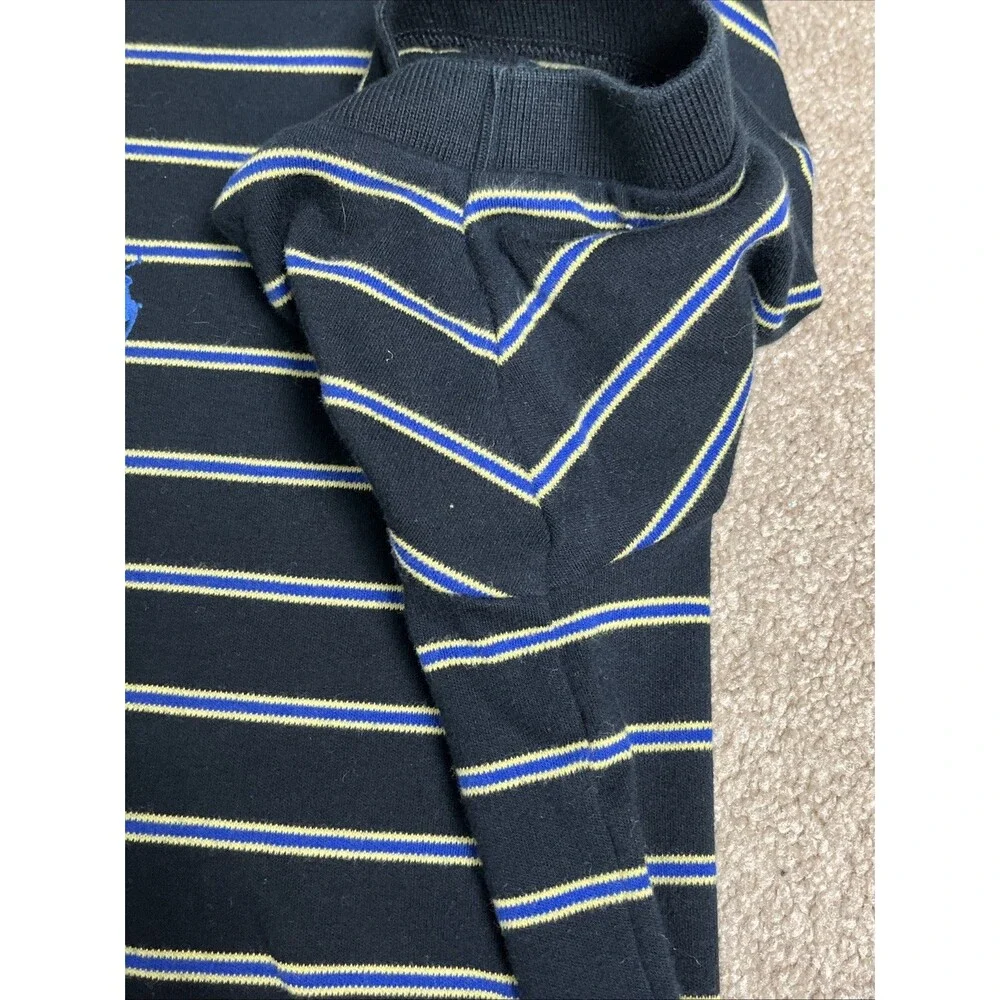VTG 90s Y2K Polo Ralph Lauren Mens‎ XL Polo Shirt Black Yellow Striped Short Slv